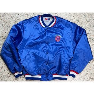 Swingster MLB Vintage Chicago Cubs Snap Button Long Sleeve Bomber Jacket Size XL